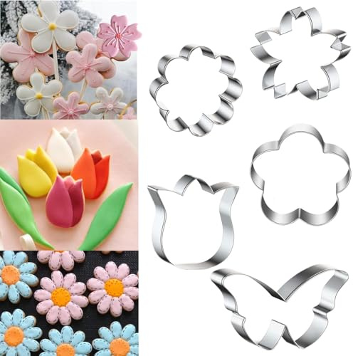 Ausstechformen, Blumen Ausstecher, Schmetterling Ausstechers, Ausstecher Frühling, Ausstechformen Blumen, Ausstechformen Ostern, Keksausstecher für Frühling, Ostern, Hochzeiten, Muttertag (5PCS)
