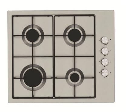 Cookology Essentials AEGHE60SS Gas Hob 60cm - 4 Burner Gas Hob - Auto Ignition - Flame Safety Device - Enamel Pan Stands - Side Controls - LPG Kit Supplied - Stainless Steel