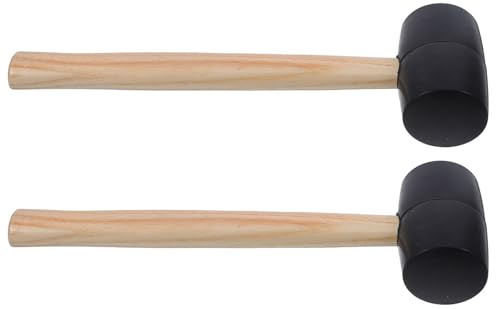 Gatuida Mazo de Goma Blanda Mango de Madera Ergonómico, 2 Piezas, Martillo Pequeño para Carpintería, Instalación de Suelos y Camping, Herramienta Precisa para Manualidades y Pavimentación