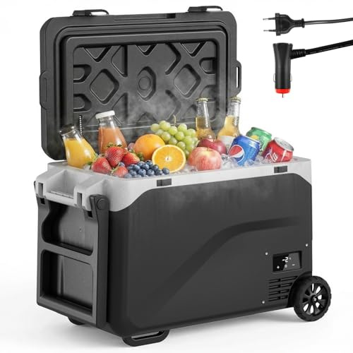 LIFERUN Frigorifero a Compressore 42,5L, Fino a -20°C, con Ruote, Scala Misura e Apriscatole, Modalità MAX/ECO, Frigorifero Auto DC 12/24 V, AC 100-240 V, Frigoriferi Portatile per Campeggio