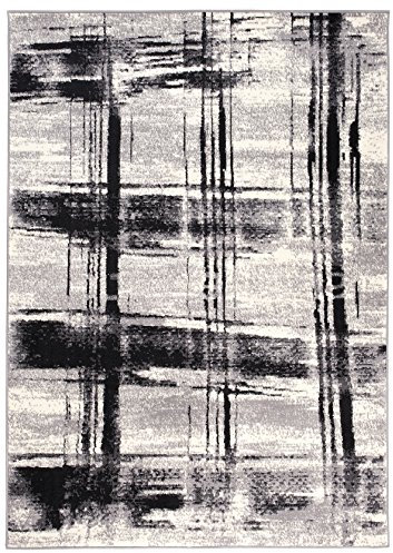 Teppich Modern Karriert Karo Abstrakt Muster Meliert in Weiss Schwarz - ÖKO TEX (250 x 300 cm)