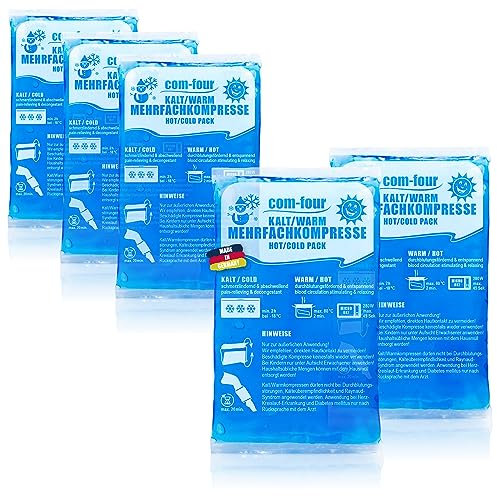 com-four® 5x Kleine Mehrfach-Kompresse 16 x 9 cm für Warm und Kaltkompressen, Kühlpads - Kühlpack mikrowellengeeignet - Made in Germany (05 Stück - klein)