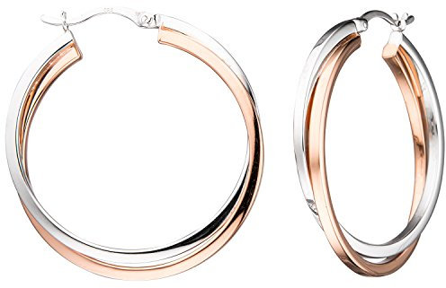 Jobo Damen-Creolen aus 925 Sterling Silber Bicolor vergoldet