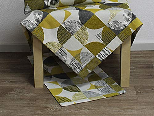 Hossner Tischdecke Decke Läufer Aufleger Tischdeko Senf Kreise (Tischläufer 50 x 150 cm)