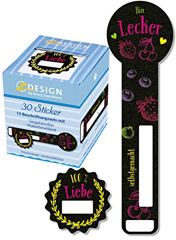 AVERY Zweckform 56881 Frischesiegel (Motiv Bin Lecker, Siegeletiketten, Einmachetiketten, Haushaltsetiketten, Plakettenetiketten) 30 Sticker auf Rolle