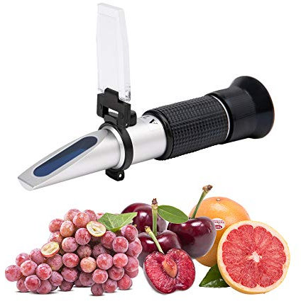 Beslands Refraktometer Brix 0-40% Alkohol 0-25% Zuckergehalt Wein zur Messung des Zuckeranteils mit ATC Handrefraktometer für Winzer Wein Bier Obst Frucht