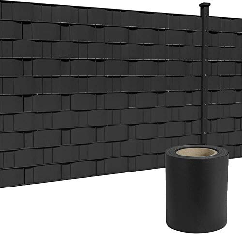 LZQ Bandes brise-vue en PVC extra épaisses, opaques, double fil avec 30 clips de fixation pour clôture de jardin ou balcon, 65 m x 19 cm, Anthracite