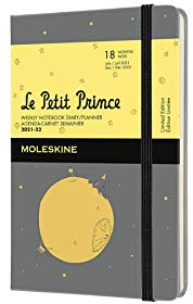 Moleskine - Agenda Settimanale 18 Mesi, Agenda Settimanale 2021/2022, Planner Il Piccolo Principe in Edizione Limitata, Copertina Rigida, Formato Pocket 9 x 14 cm, Colore Grigio, 208 Pagine
