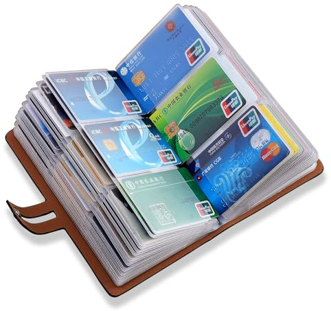 Romozi Business Card Holder and Credit Card Holder with 96 Card Slot, Business Card Organizer,Credit Card Organizer and Card Case for Protect Your Cards from Loss or Damage(Blue)