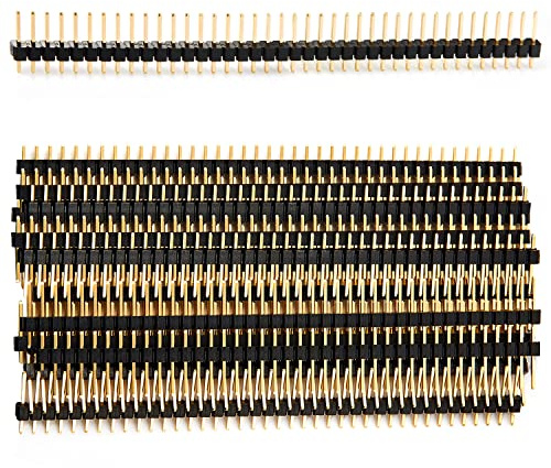Chanzon Pin Header Strip for Arduino Gpio 40 pin x 10pcs Male Headers Pins Straight Single Row Gold Plated Pitch 2.54mm 0.1 inch Breakaway for PCB Connector Machine Breadboard Electronic Circuit Board