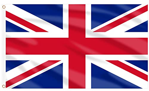 AhfuLife Union Jack Flagge 150 x 90 cm, 2 Stück Großbritanien Nationalflaggen Doppelseitig mit Messingösen Britain UK Fahne für WM Fußball EM Eurovision VE-Day Jahrestag Party Bar Deko