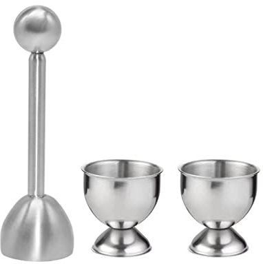 Uovo topper, Uova in Acciaio Inossidabile Portauovo Alla Coque, Rompi Guscio Per Uova Acciaio, Applicabile a Forniture da Cucina per Cucina Utensili per Uova sode(D'argento)