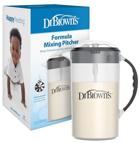 Dr. Brown's Baby Formula Rührkrug mit verstellbarem Stopper, verschließbarem Deckel, ohne Tropfauslauf, 907 ml, BPA-frei, schwarz