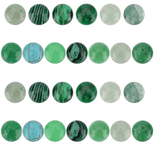 PandaHall Natürliche Edelstein-Cabochons 26 Stück 13 Stile Halbedelsteine 10mm Runde Kuppel Grün Aventurin Jade Achat Ungebohrte Steinperlen Für Die Herstellung von Ohrringen Halsketten