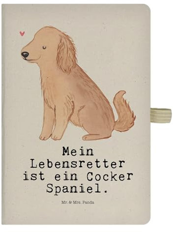 Mr. & Mrs. Panda DIN A4 Baumwoll Notizbuch Cocker Spaniel Lebensretter - Geschenk, Tierfreund, Adressbuch, Schreibheft, Eintragebuch, Notizblock,