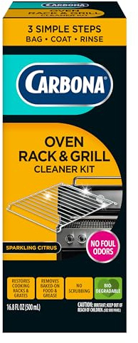 Carbona Oven Rack & Grill Cleaner Kit, Includes Bag & Gloves, Eliminates Thick Grease, Grime & Baked-On Food, Unscented Formula