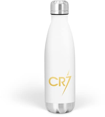 Willow Gifts - CR7 School Aluminium Water Bottle - Kids Childs Junior Football Soccer Footie Footy Portugal Sportsman Sports World Cup Athlete Stocking Filler Gift Present (White)
