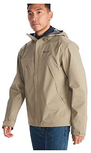 Marmot PreCip Eco Pro Jacket, Chaqueta impermeable, abrigo para la lluvia resistente al viento, transpirable, cortaviento hardshell plegable, ideal para senderismo, Hombre, Vetiver, M