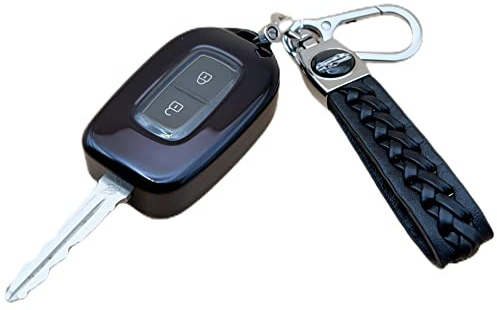 【4 Farben】 Z.MYUKI Spring Schlüsselhülle mit Schlüsselanhänger für Dacia Spring 2021-2025 2026 Zubehör Key Cover (Schwarz)