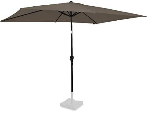 VONROC Sonnenschirm rechteckig 200x300 - Rechteckiger Sonnenschirm für Terasse, Garten, Balkon, Gastro - Knickbar, Kurbel, Wetterfest - Rapallo (Taupe)