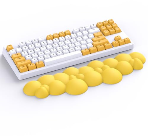 ATTACK SHARK Cloud Tastatur Handballenauflage, PU Leder Memory Foam Auflage | Ultra Weiche Polsterung, Ergonomische Unterstützung, Rutschfeste Basis, Komfortables Cloud Pad für Gaming Büro,Gelb