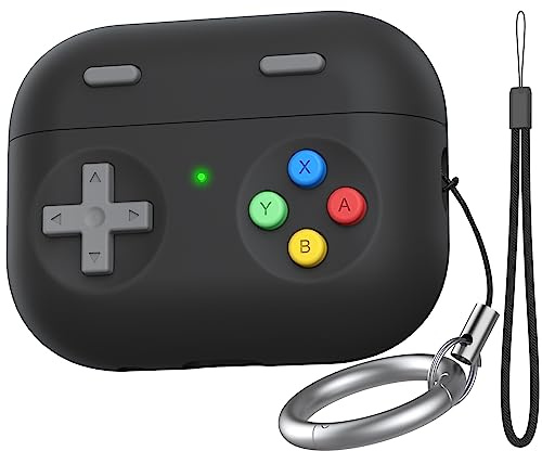 Delidigi für Airpods Pro 2 Hülle Case 2022/2023 (USB C) | Klassische Handheld Game Console Design Silikon Schutzhülle with Karabiner & Lanyard, Kabelloses Laden Front LED Sichtbar