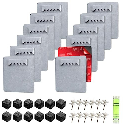 Orssmigs 12er Set Bildaufhänger Selbstklebend Bilderhaken Ohne Bohren Alu Dibond Bilder Aufhängung zum Aufhangen Wand Bilder, fur Bilder oder Spiegel, Extra Starke 3M Klebefläche, bis zu 5kg