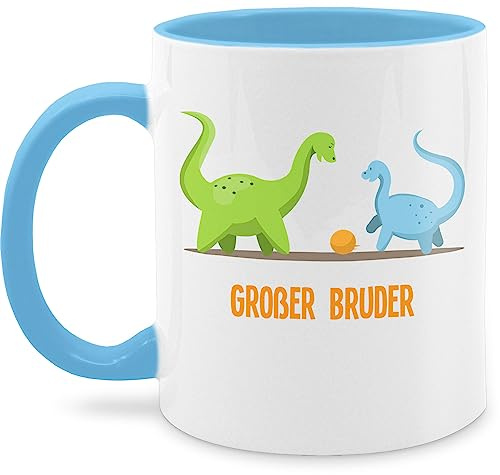 Tasse Tassen 325ml - Großer Bruder Dinosaurier - 325 ml - Hellblau - tasse+großer+bruder big brother brüder geschenk fuer den grossen bruder geschwister für großen bro grosser große gro er