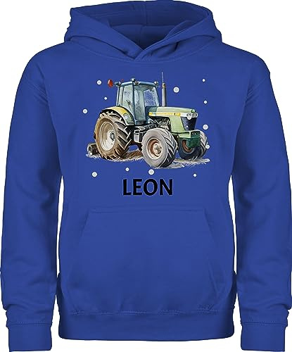 Geschenk mit Namen personalisiert by Shirtracer - Kinder Hoodie Jungen Mädchen - Trecker Name I Trecker Fan I Traktor Geschenk personalisiert I Geschenk Landwirt