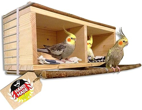 Vogelgaleria® Nistkasten Nymphensittiche groß XXL | Schlafhaus Vogel Naturholz – sicherer Rückzugsort, artgerechtes Vogelhaus, gemütlicher Schlafplatz, robust & langlebig
