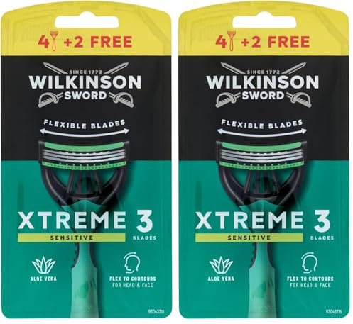 Wilkinson Sword Xtreme 3 Sensitive Einwegrasierer Einmalrasierer, 6 St (Packung mit 2)