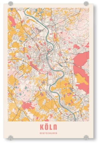 artboxONE Acrylglasbild 30x20 cm Städte/Köln City Map von Köln Bild hinter Acrylglas - Bild köln köln köln City