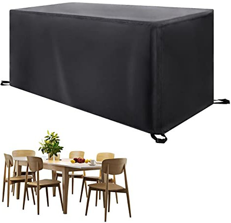PDSYCB Garden Furniture Covers 200x100x100cm LxWxH Black Outdoor Patio Rattan Cube Table Covers Windproof Windproof Anti-UV Rectangular Table and Chair Set for Chair and Table Cover