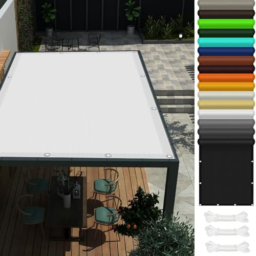 Voile d'ombrage Toile Ombrage 1.6 x 6.5 m Polyester Anti-Déchirure, Protection UV Voile de Parasol Voile d'ombrage pour Patio Balcon, Blanc