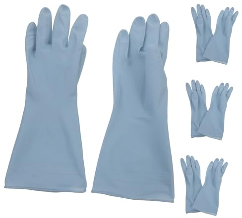 CIYODO Dishwashing Gloves Long Pvc Waterproof Rubber Kitchen Gloves for Washing Dishes Small Size Blue 4 Pairs