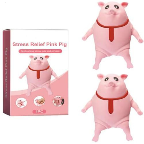 2 Stück Stress Schwein Anti-Stress Schwein Spielzeug original, Piper The Pig Schwein zum Schlagen, Anti-aggressions Schwein wutschwein, Squishy Pig Slap Pig for Adult Kids