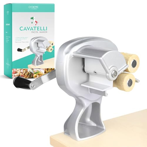O'Creme Cavatelli Pasta Maker – Original Italian Pasta Roller Pasta Maker Machine – Non-Stick Coating Wooden Rollers Gnocchi Maker Pasta Attachment – Easy to Clean and Perfect Precision Cut