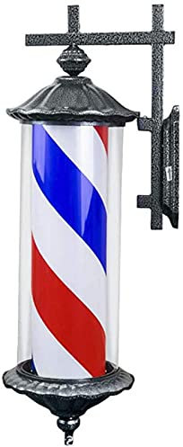 Luz de de peluquería de 30 letreros de barbería de barbería giratoria con Poste Iluminado con Globo Rojo Rojo Azules al Aire Libre Polar de peluquería de led Impermeable clásico, lámpara