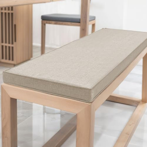 YFHT Bankauflage 120x40x5cm waschbares Bankkissen aus Leinen mit Rutschfester Unterseite und Paspel, Sitzkissen für Gartenbank, Terrasse, Innen Fensterbank, Flurbank, Rattanstühle usw
