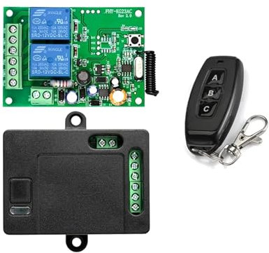 KONGMM Motore per cancello Scorrevole Telecomando Senza Fili 433Mhz AC220V 2CH Ricevitore e trasmettitore relè Universale RF for Il Controllo del Motore della Porta del Garage e del cancello(1RC 1T)