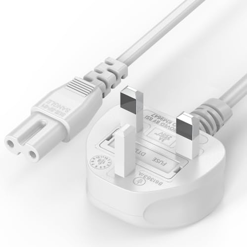 Ancable Power Cable 2M White 2 Pin Figure 8 Power Lead | Compatible with LG, Sumsang TV, Xbox etc.