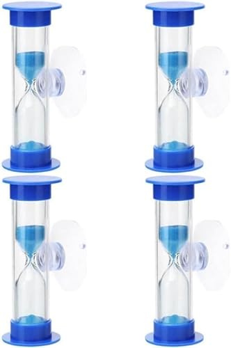 4 Pcs Blue 2 Minute Sand Timer, Toothbrush Timer 2mins Sand Clock Plastic Suction Cup Hourglass Sandglass Desktop Ornament Party Favors Home