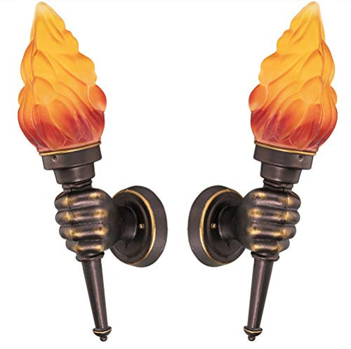 Lewpudy Wandleuchten Innen Fackelträger Braun Retro Industrielle Wandlampe Kreative Fackellampe Außen E27 Außenwand für Landhaus Schlafzimmer Wohnzimmer Café