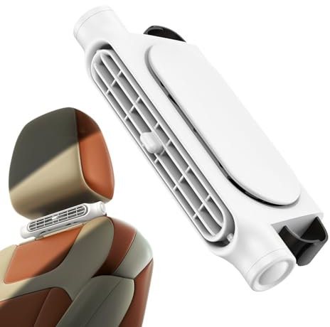 Ventilador de carga USB, ventilador de enfriamiento de coche de ángulo ajustable con batería de 3000 mAh, dispositivo de refrigeración portátil de ventilación, fácil instalación, diseño compacto ideal