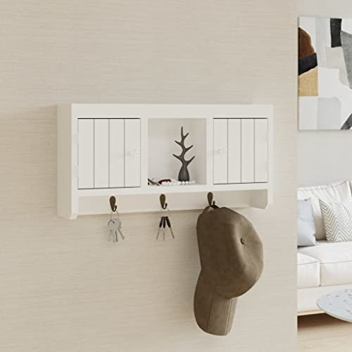 JHQHSM Schlüsselschrank, Schlüsselbrett Wandorganizer Wandschrank Schlüsselkasten Geeignet für Eingangsbereich Wohnzimmer Flur Büro Weiß 40x8,5x20 cm Holzwerkstoff & Stahl