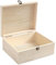 LZYDKH Caja de madera natural con tapa abatible, caja de madera con tapa, cierre frontal de madera de pino natural, caja de madera para accesorios, recuerdos, barnizable, 23 x 23 x 10 cm