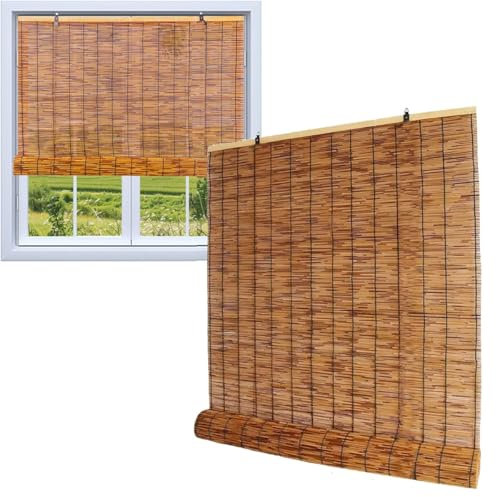 Natur Bambusrollo Aussenbereich Rollo Bambus Handgewebt Mit Lifter Breite 60 80 90 100 120 130 150 160cm Drinnen Sonnenschutz RetroVorhang Für Terrasse Garten Küche(130x250cm)