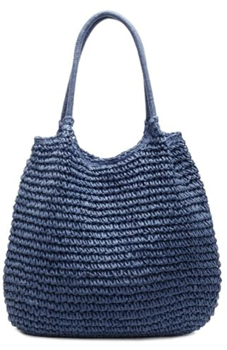 Xiyocadt Strandtasche Strohtasche Damen, Boho Umhängetasche Tote Bag, Elegante Handtasche Damen groß Shopper Tasche Geflochtene Taschen Korbtasche für Urlaub Reisen Strand Sommer