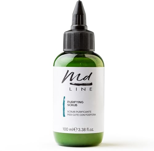 md LINE Scrub Cuoio Capelluto Purificante 100 ml – Esfoliante con Microgranuli di Cellulosa e Aloe Vera Detossinante – Pre Shampoo Antiforfora o Trattamenti Capelli per Pulizia Profonda e Delicata