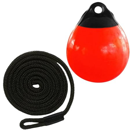 Fenteer Bouée d'ancrage Flottante pour Bateau Fabriquée en PVC Robuste avec Épaisseur Uniforme Adaptée Aux Conditions Climatiques Extrêmes et à La Protection, Corde Noire